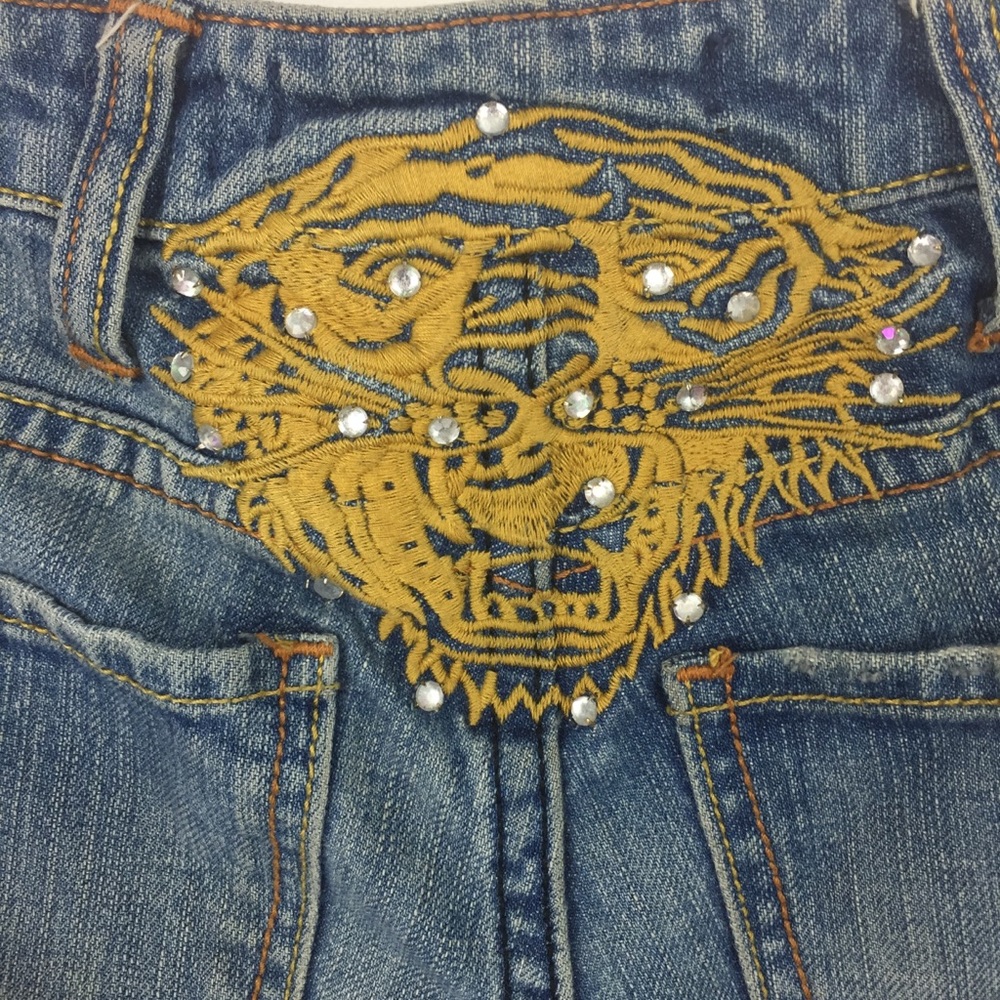 Ed Hardy tiger bling skinny jeans